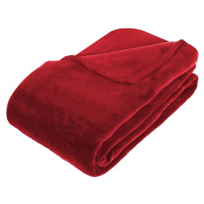 PARIS PRIX Plaid microfibre rouge 180x230cm - Atmosphera Cr&eacute;ateur dint&eacute;rieur