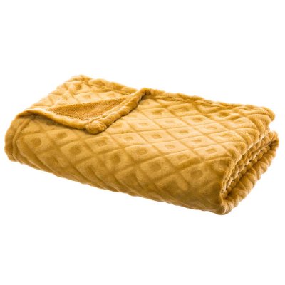 Plaid Ocre motif Losange en relief 125 x 150 cm