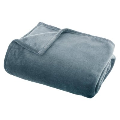 AC DECO Plaid Ollis En Flanelle Bleu Orage 125x150cm - Atmosphera