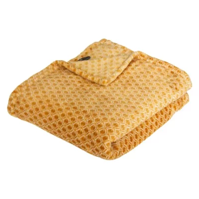 ATMOSPHERA Plaid Otto Flanelle Jaune Moutarde 125x150cm - 