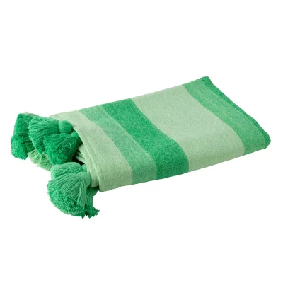 GENERIQUE Plaid Ray&eacute; &Agrave; Pompons ""polly"" 130x180cm Vert