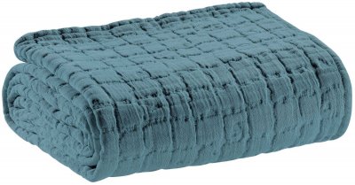 VIVARAISE Plaid Swami En Coton 100% - Couleur Lichen - 130 X 200 Cm