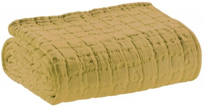 VIVARAISE Plaid Swami En Coton 100% - Curry, 130 X 200 Cm