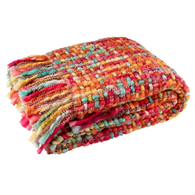 J-LINE Plaid Tricot&eacute; ""efrain"" 130x170cm Multicolore