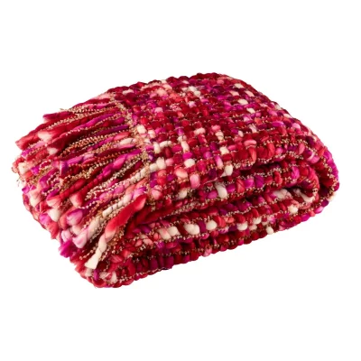 GENERIQUE Plaid Tricot&eacute; ""Efrain"" 130x170cm Rose Fonc&eacute;