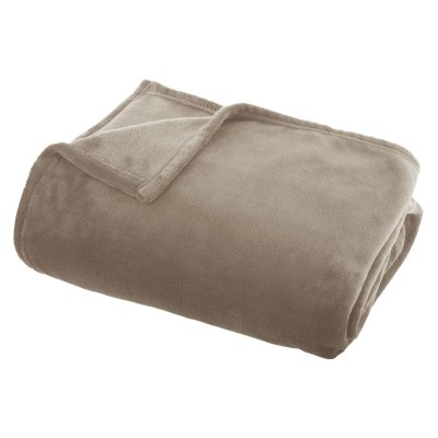 ATMOSPHERA Plaid uni beige - Flanel - l 180 x l 130 cm - Livraison gratuite