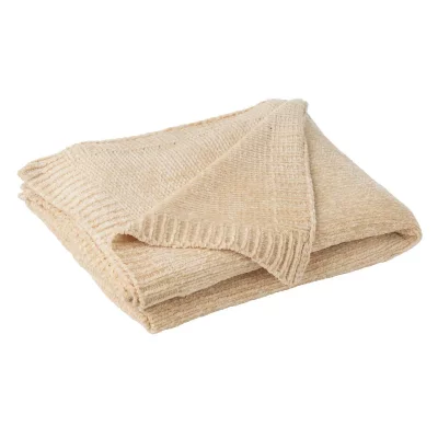 J-LINE Plaid Uni Chenille ""Bradly"" 130x170cm Beige