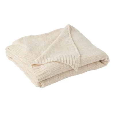 GENERIQUE Plaid Uni Chenille ""Bradly"" 130x170cm Ecru