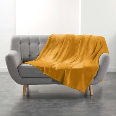 GENERIQUE Plaid Uni En Flanelle ""flanou"" 180x220cm Ocre