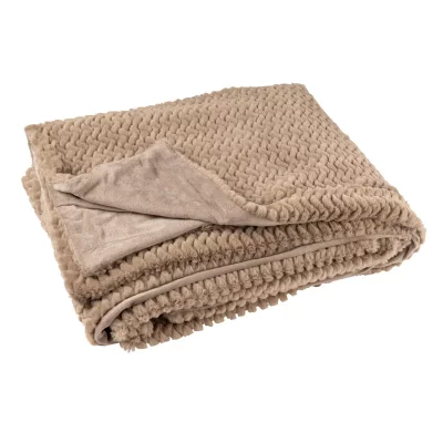 J-LINE Plaid Uni ""Winter"" 130x180cm Taupe