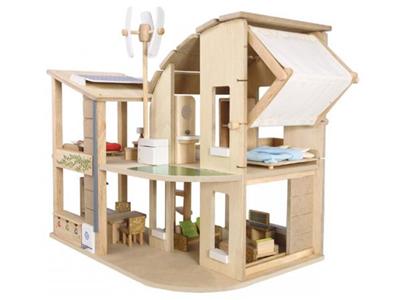 PLAN TOYS  -  - Maison de poup&eacute;es verte avec Accesoires