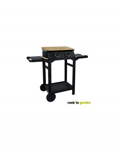 COOK IN GARDEN Plancha &agrave; gaz 2 br&ucirc;leurs 56,6 cm sur Chariot DUNE 60