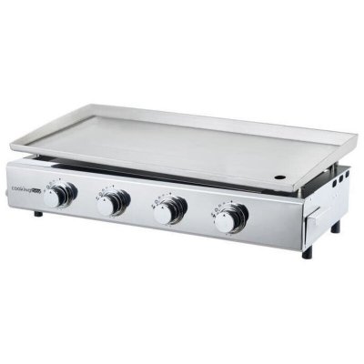 COOKINGBOX Plancha &agrave; gaz - 4 feux - BRASILIA - Tout inox - Surface cuisson - XXL - 84 x 34 cm