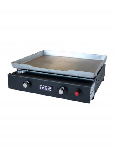 PLANCHA TONIO Plancha &agrave; gaz lagos 2 feux - Plaque inox et caisson epoxy - LA12F