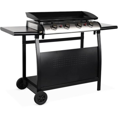 ALICE S GARDEN Plancha au gaz 4 br&ucirc;leurs sur chariot - porthos - 10kw, plancha &agrave; gaz