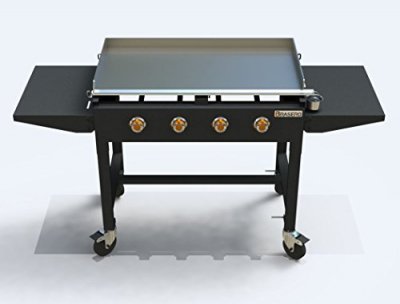 FAVEX Plancha au gaz brasero carmen sur chariot - 4 br&ucirc;leurs - 90 x 45,5 cm - inox, noir