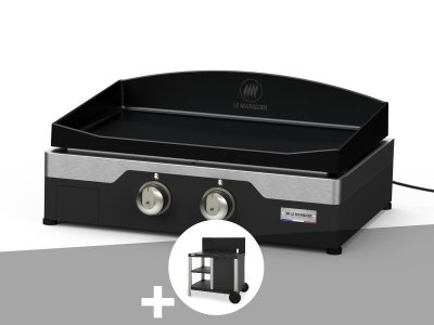 LE MARQUIER Plancha &eacute;lectrique allure 260 duo 60 x 40 cm + desserte - 