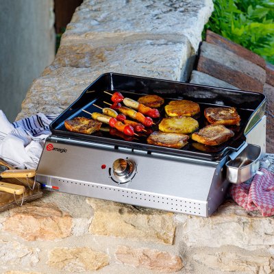 SOMAGIC Plancha &eacute;lectrique fonte &eacute;maill&eacute;e 8 personnes 64.5x45.5x20cm Telia