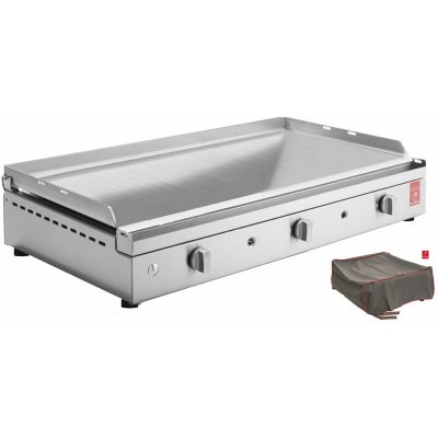 PLANCHA PLANET Plancha gaz 3 br&ucirc;leurs chef 80 plaque lisse + housse de protection