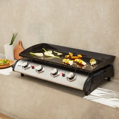SWEEEK Plancha gaz 4 br&ucirc;leurs inox 10kW avec ustensiles PORTHOS 4 BR&Ucirc;LEURS