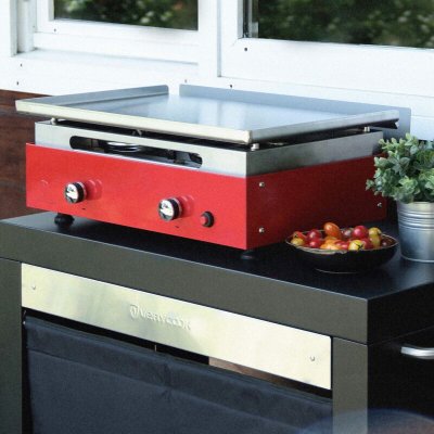 VERYCOOK Plancha gaz inox massif 2 feux Cr&eacute;ative Rouge