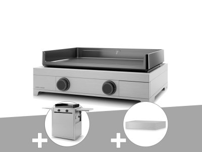 FORGE ADOUR Plancha gaz modern 60 inox avec chariot et couvercle - 