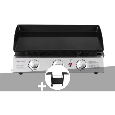Plancha gaz Prato 3 br&ucirc;leurs + Chariot - Jardideco 