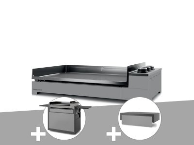 FORGE ADOUR Plancha gaz premium 75 acier avec chariot et couvercle - 