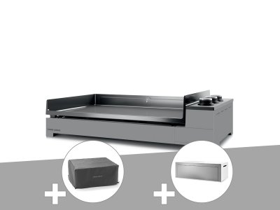 FORGE ADOUR Plancha gaz Premium 75 acier avec housse et couvercle pour plancha - 