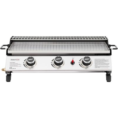 ROYAL GOURMET Plancha Gaz  -3 Br&ucirc;leurs 7.5kW-Plaque 61,5 x 32cm avec Grille de R&eacute;chauffage 