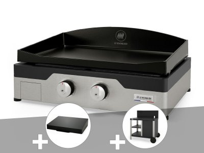 LE MARQUIER Plancha gaz Signature Allure 260 Duo + Couvercle de protection + Desserte
