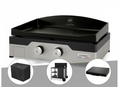 LE MARQUIER Plancha gaz Signature Allure 260 Duo + Housse de protection + Chariot + Couvercle de protection
