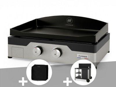 LE MARQUIER Plancha gaz Signature Allure 260 Duo + Housse de protection + Desserte
