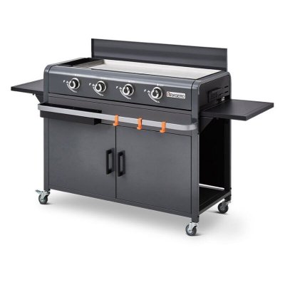 FAVEX Plancha Lola &agrave; gaz sur chariot &eacute;quip&eacute; Gun Metal - - 4 br&ucirc;leurs - Surface de cuisson 88 x 35,5 cm