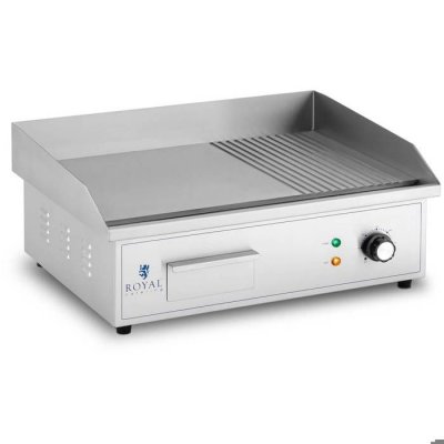 ROYAL CATERING Plancha  modele plaque de cuisson lisse rainuree - 54x35cm