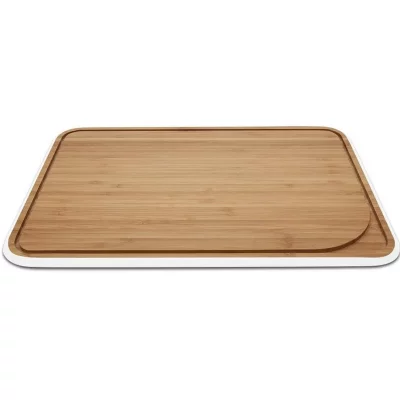 PEBBLY Planche &agrave; d&eacute;couper bambou blanc 35 x 25 cm Marron 