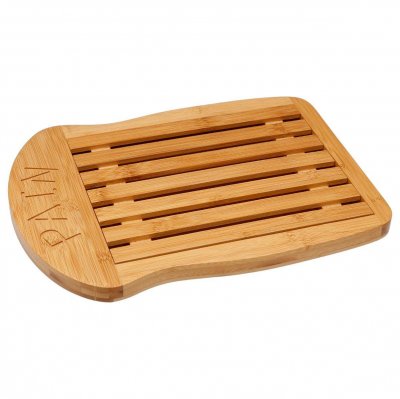 FIVE SIMPLY SMART Planche &agrave; pain bambou ""tranche"" 34cm beige