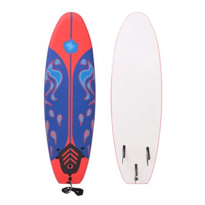 VIDAXL Planche de surf -  - Bleu et Rouge - Pour d&eacute;butants - 170 cm