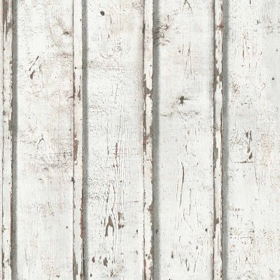 A.S. CREATIONS Planches en bois rustique Papier peint blanc