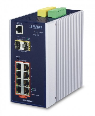 PLANET  igs-10020pt sw.indust l2 8 giga poe &2 sfp 100fx/1g