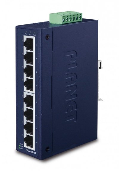 PLANET  switch industiel -40/75&deg; - 8P 10/100
