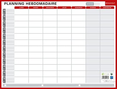 BOUCHUT Planning rigide hebdomadaire et annuel 32x42