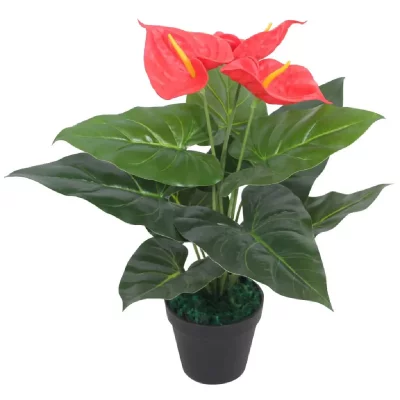 VIDAXL Plante artificielle avec pot Anthurium 45 cm Rouge et Jaune