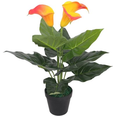 VIDAXL Plante artificielle avec pot Lis Calla 45 cm Rouge et Jaune