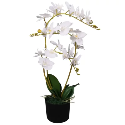 VIDAXL Plante artificielle avec pot Orchid&eacute;e 65 cm Blanc  Blanc