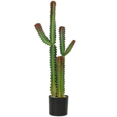 HOMCOM Plante artificielle cactus en pot 111 cm plastique vert