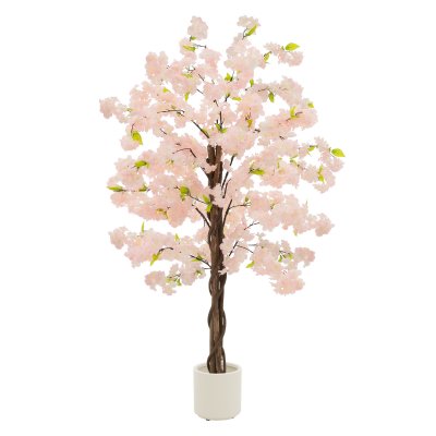 ML DESIGN Plante artificielle cerisier 150 cm plastique avec fleurs pot inclus