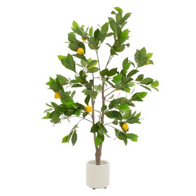 ML DESIGN Plante artificielle citronnier 130 cm plastique avec fruits pot inclus