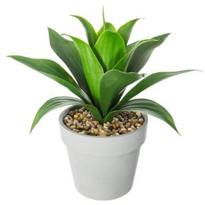 PEGANE Plante artificielle en ciment et plastique, gris - Dim : L.28 x l.28 x H.34 cm 