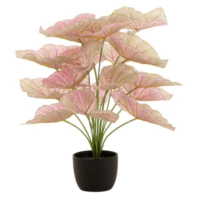 Plante Artificielle en Pot Caladium 57cm Rose Clair 